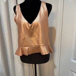 Zara Metallic Rose Gold Peplum Camisole